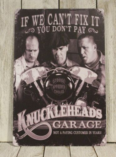 Auto Repair Shop Signs - Knuckleheads Garage Tin Metal Sign 3