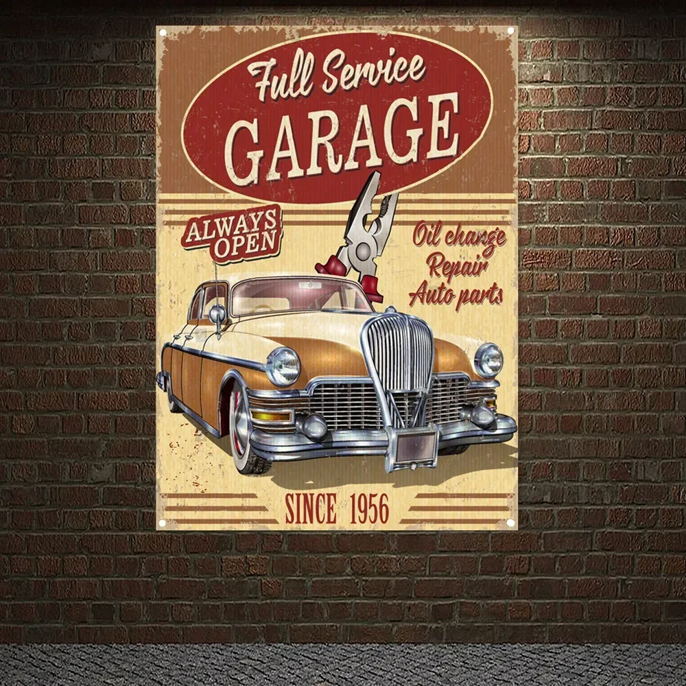 Auto Repair Shop Open - 올웨이즈 오픈 차고 빈티지 자동차 서비스