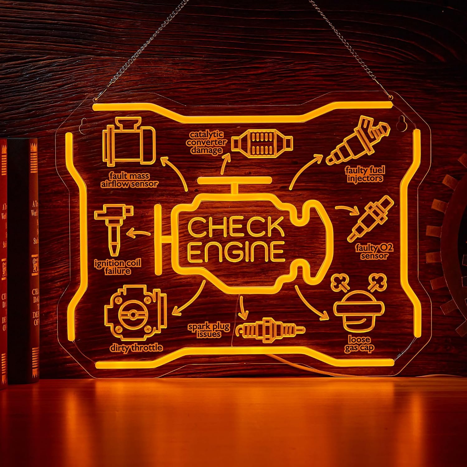 Auto Repair Shop Signs - 체크 엔진 네온사인 USB LED 벽등