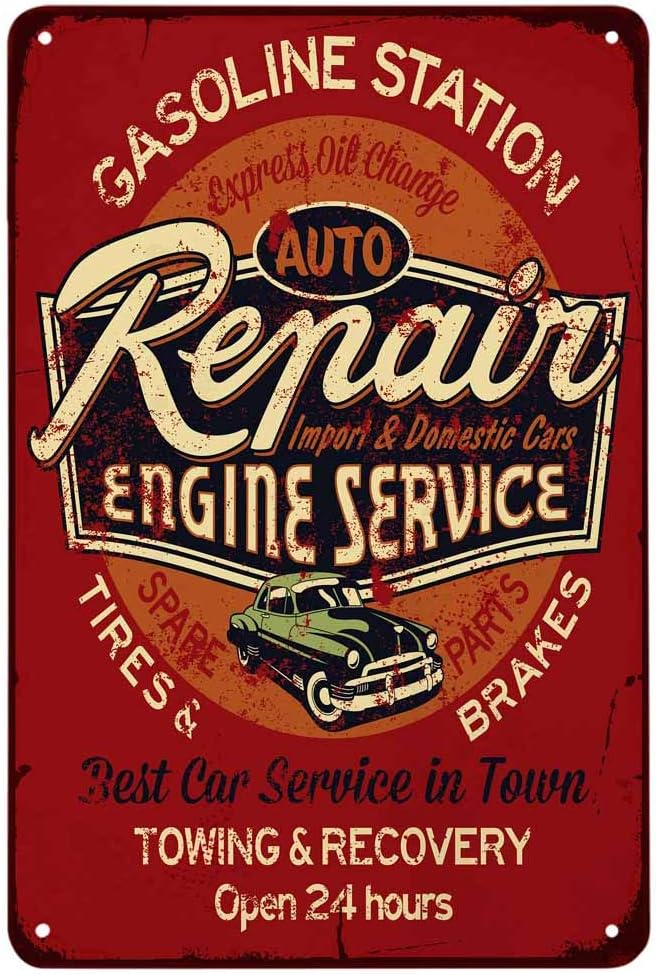 Auto Repair Shop Open - 자동차 수리 엔진 서비스 금속 간판,