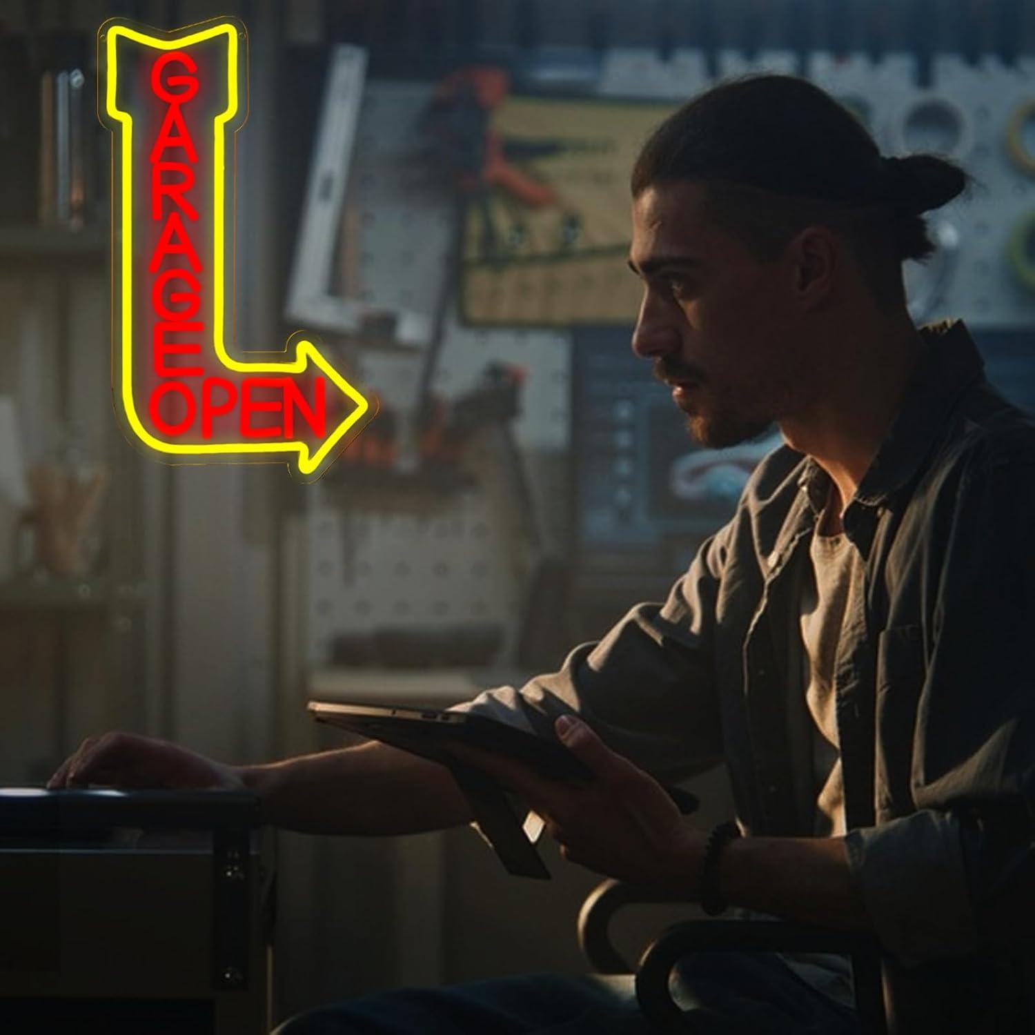 차고 오픈 네온사인 USB 디밍 가능 LED 벽등, 차 - Auto Repair Shop Open 리뷰 및 가격