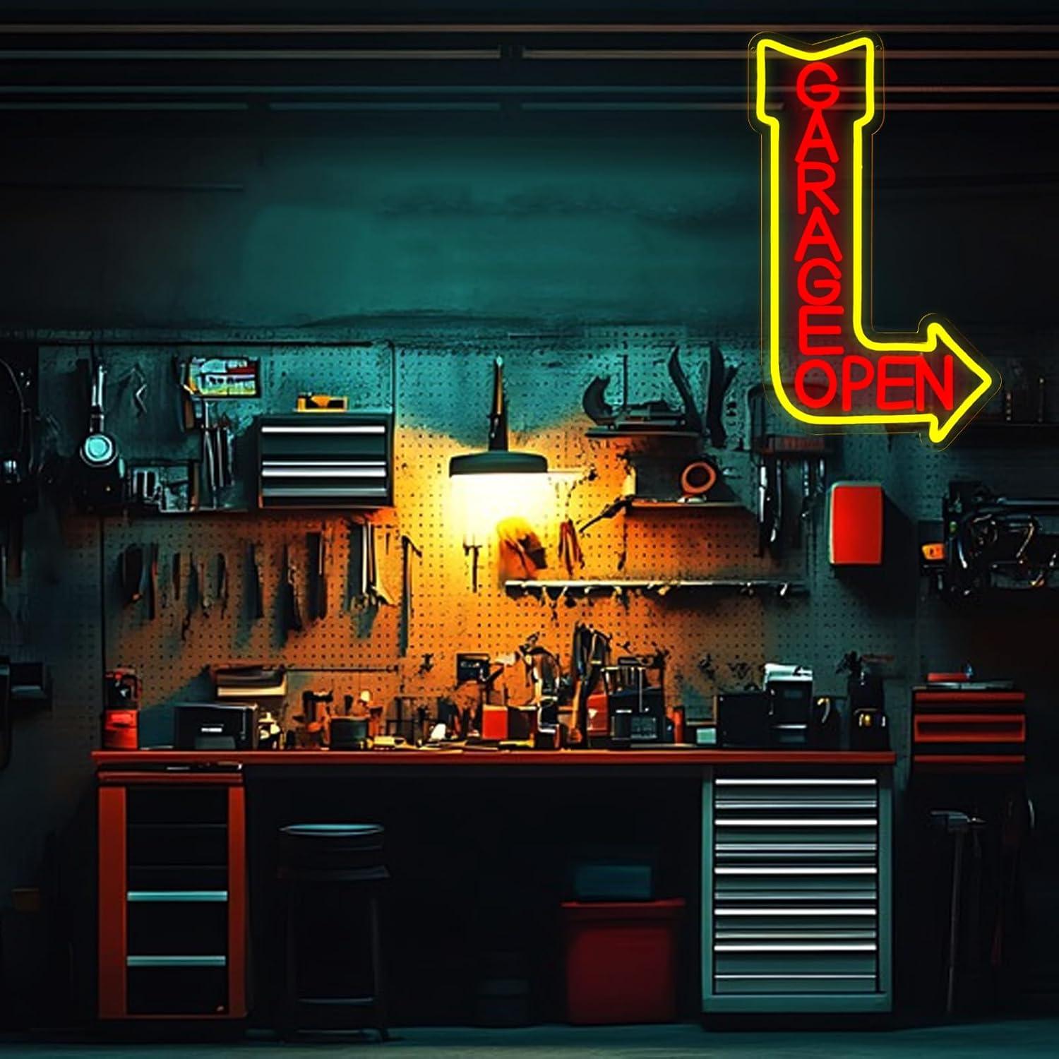 차고 오픈 네온사인 USB 디밍 가능 LED 벽등, 차 - Auto Repair Shop Open 리뷰 및 가격