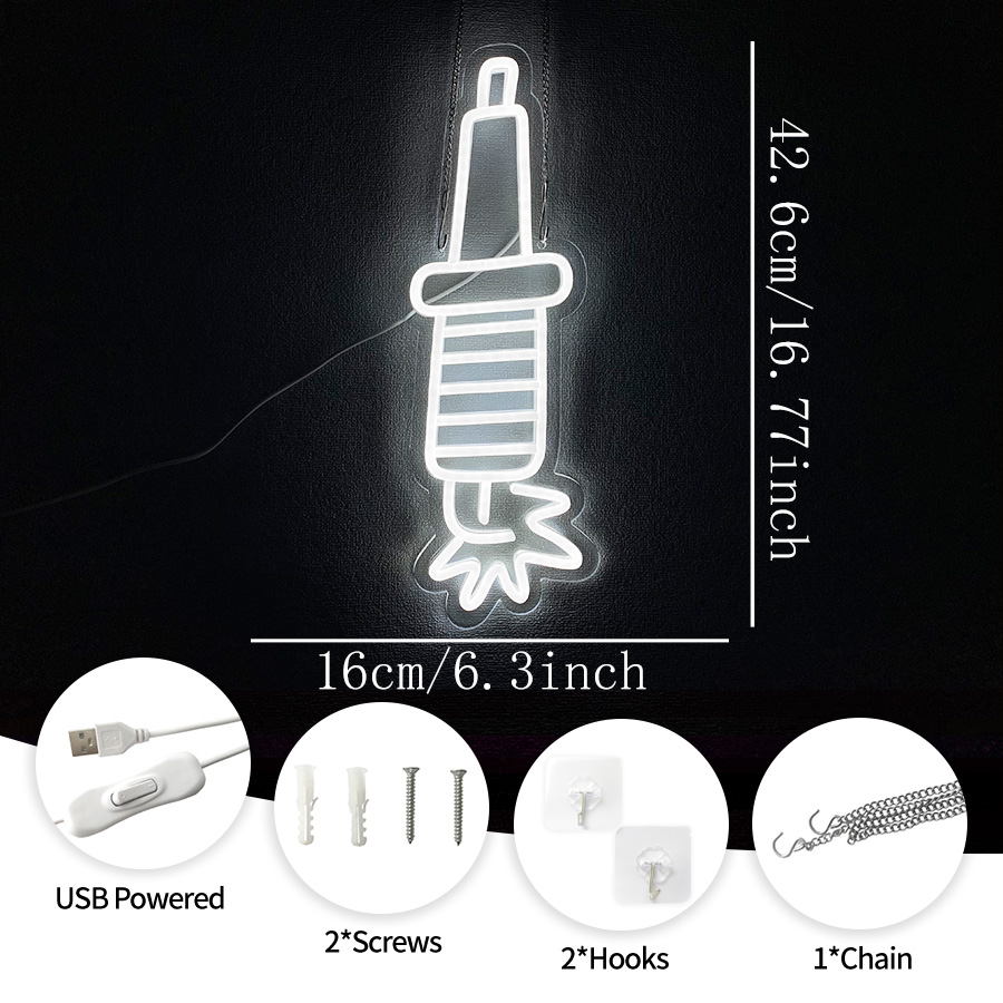 스파크 플러그 네온사인, 흰색 LED 아이콘 USB 전 - Auto Repair Shop Signs 리뷰 및 가격