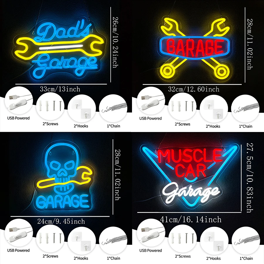 벽 장식용 차고 네온 사인, 맨 케이브, 자동차 정비소 - Auto Repair Shop Signs 리뷰 및 가격