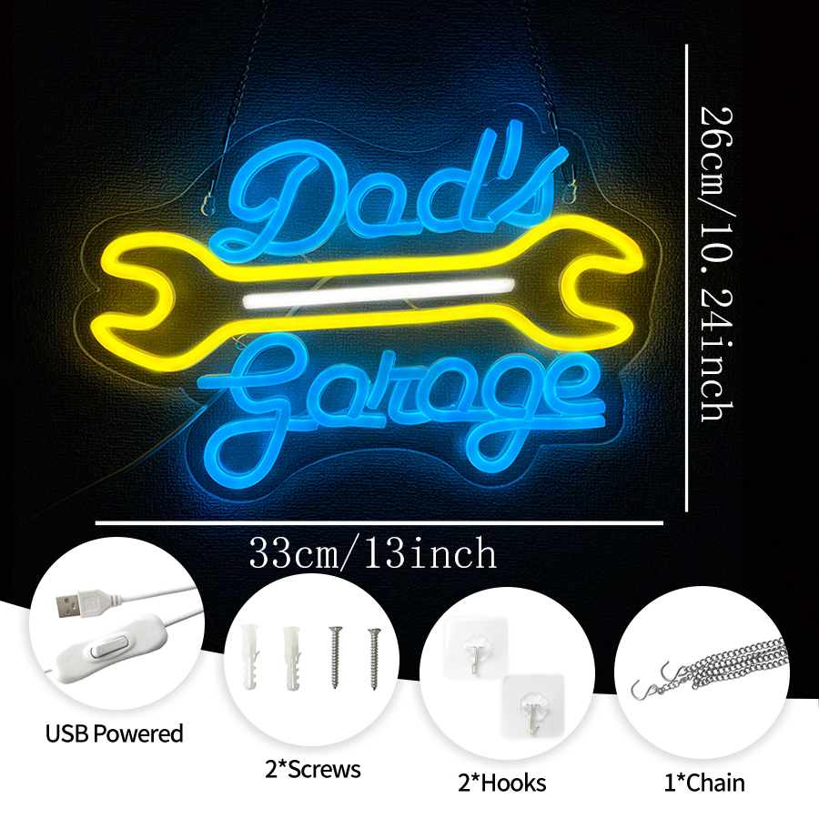 벽 장식용 차고 네온사인 LED 차고 벽 장식 USB  - Auto Repair Shop Signs 리뷰 및 가격